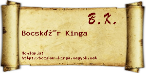 Bocskár Kinga névjegykártya